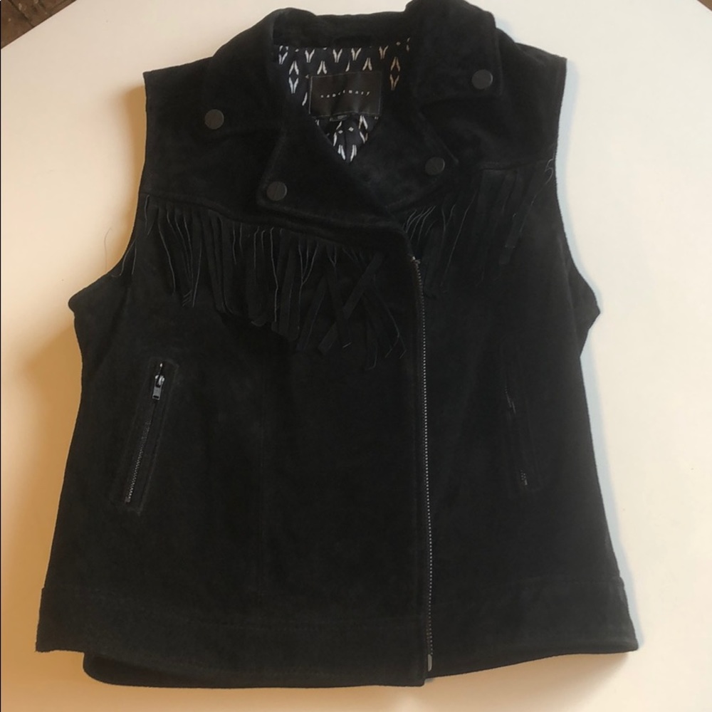 Black sleeveless suede vest